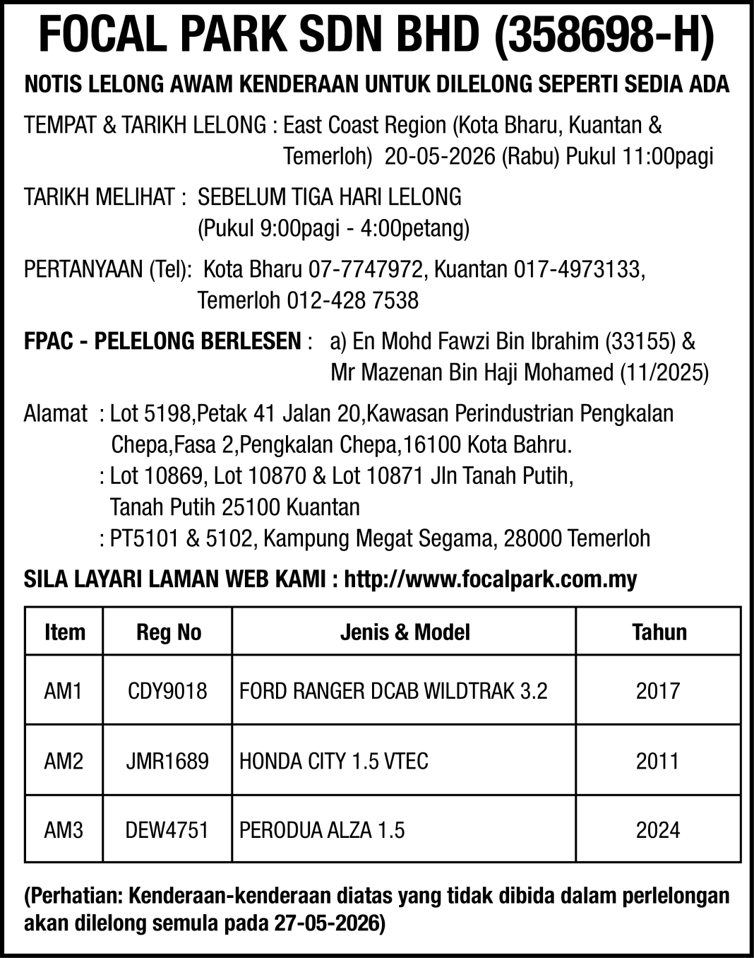 FOCAL PARK SDN BHD Cover