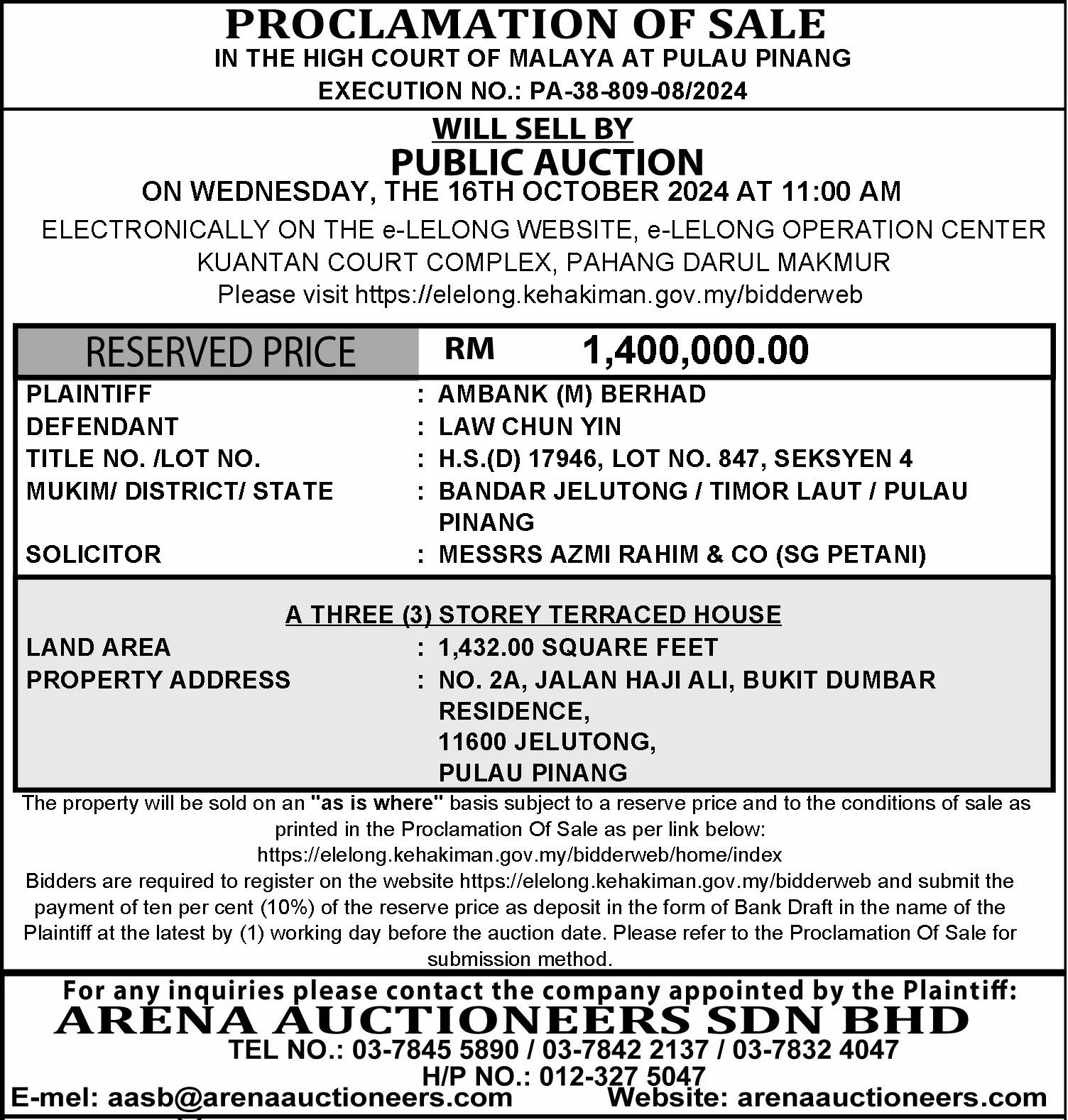 Arena Auctioneers Sdn Bhd