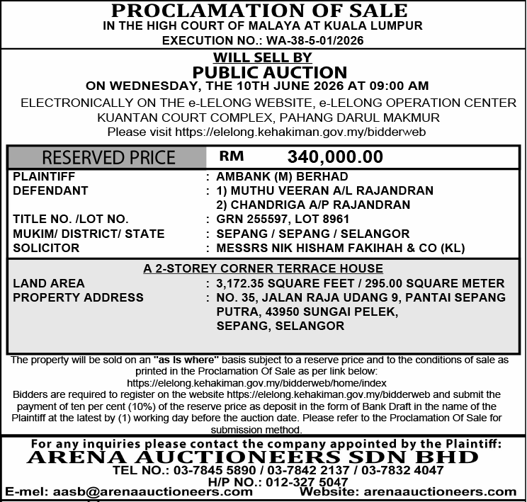 ARENA AUCTIONEERS SDN BHD.
