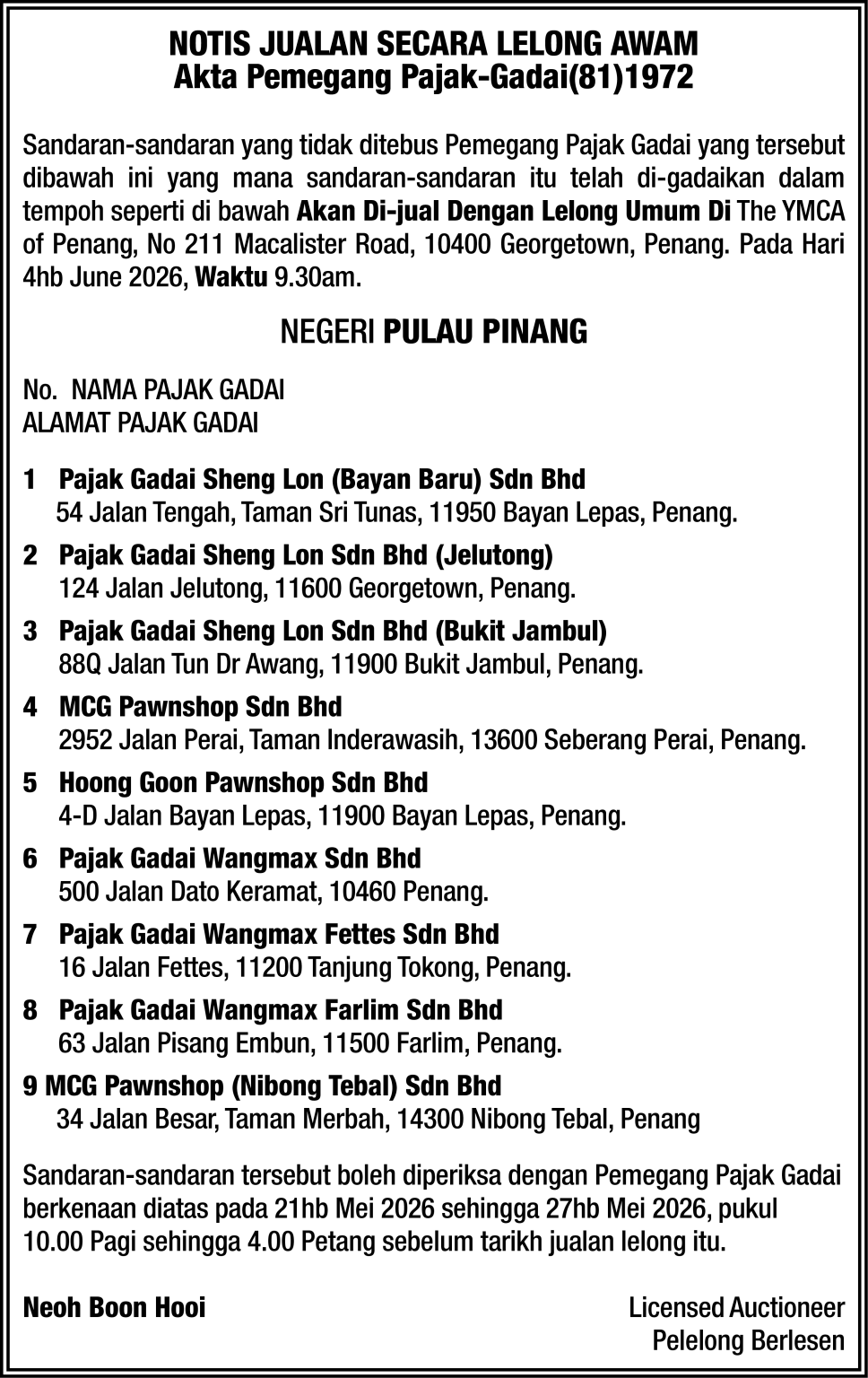 HMS AUCTIONS SDN BHD